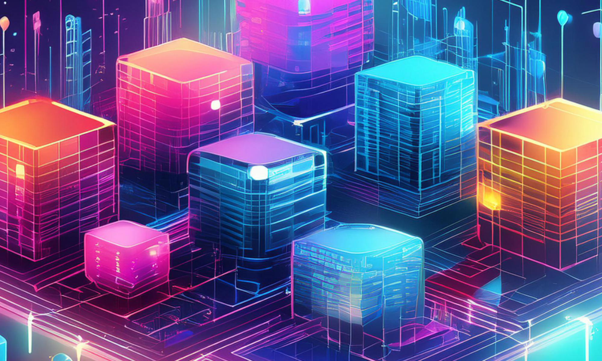 conceptual image of blockchain, web3, fintec, and technologies